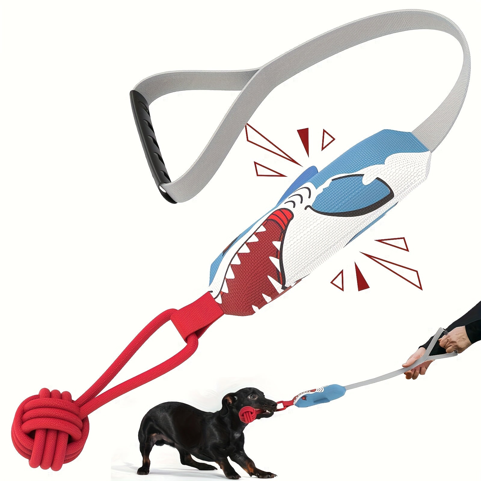 Tug of War Toy with Squeaker, Aggressive Dog Chew Toy for Large Breeds, Pulling Games, Fetch Training- Ideal for Labrador, German Shepherd, Husky - Durable Chew Toy for Medium & for large Dogs, Dog Rope Toys
