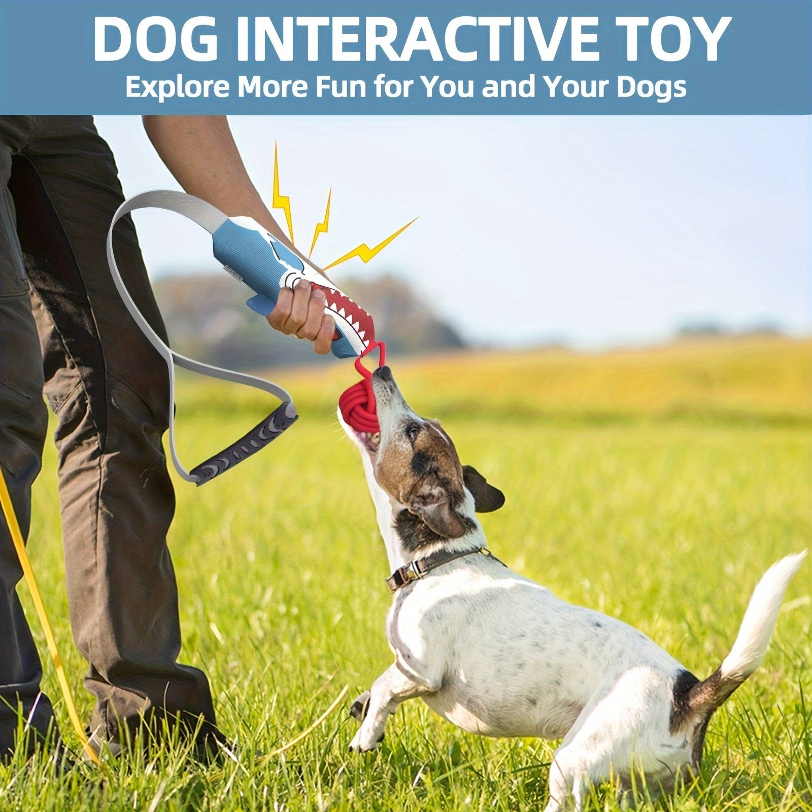 Tug of War Toy with Squeaker, Aggressive Dog Chew Toy for Large Breeds, Pulling Games, Fetch Training- Ideal for Labrador, German Shepherd, Husky - Durable Chew Toy for Medium & for large Dogs, Dog Rope Toys